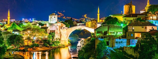 Trip Dubrovnik Ferienhaus Bosnien-Herzegowina - Liebenswertes ursprüngliches Wohlfühlland mit besonders schmackhaften, leckeren, kulinarischen Köstlichkeiten in Bioqualität. Traumhaft schöne Bergdörfer, authentisch intakte Natur, sanft hügelig mit idyllischen Weinbergen, und herrlich erfrischendes Quellwasser. Urlaub in Bosnien-Herzegowina ist anders - rustikaler, individueller, besinnlicher und preiswerter. Die Gastfreundschaft ist wohltuend offen und warmherzig, über ein paar Wortbrocken der lokalen Landessprache freut man sich riesig, und öffnet gerne Tür und Tor. Aufgrund der geografischen Lage und der bewegten Geschichte des Landes, spürt und schmeckt man den mediterranen, griechischen, türkisch orientalischen Einfluss. Die beliebtesten Orte für Ferien in Bosnien Herzegowina, locken mit besten Angebote für Hotels und Ferienunterkünfte mit Werbeaktionen, Rabatten, Sonderangebote für Bosnien Herzegowina Urlaub buchen.